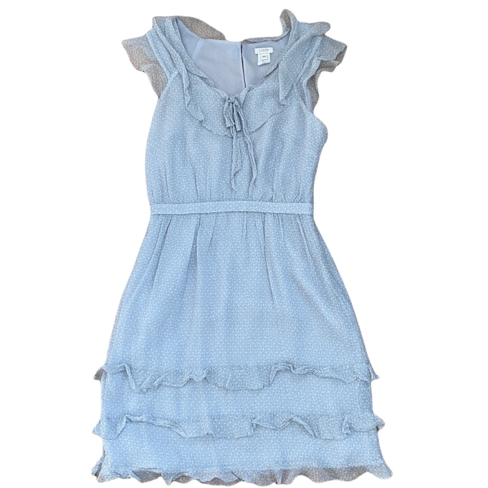 J. Crew Lucinda Letour Silk Dress Ruffle Tiered in Gray - size 00